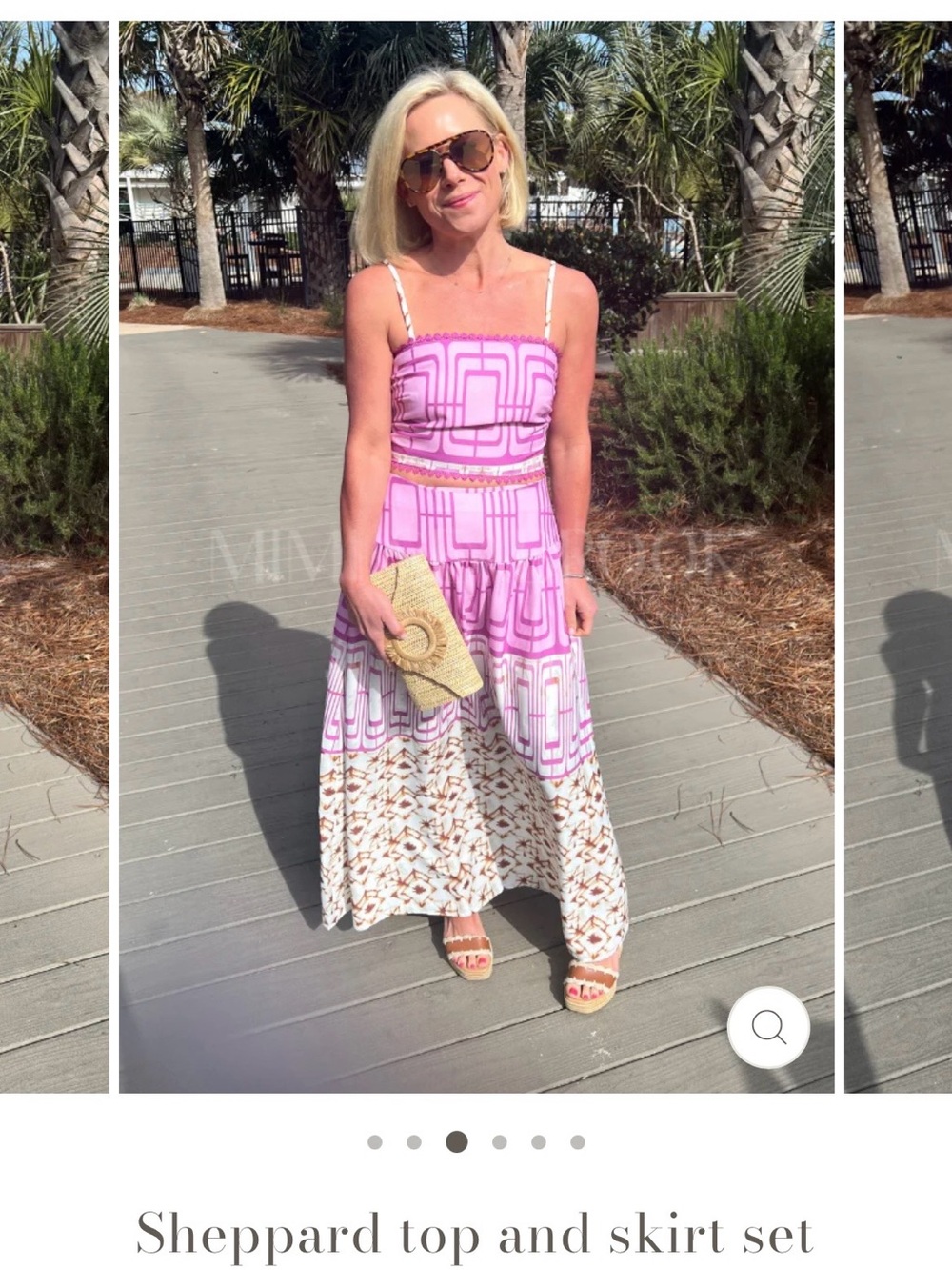 New Pink Patterned Two-Piece Crop Top & Skirt Set